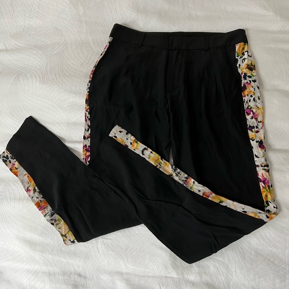 PARKER Silk Trousers with Floral Stripe - Picture 2 of 6